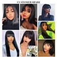 thumbnail image 7 of Straight Human Hair Wigs with Bang Full Machine Made Wig Non Lace Wig for Black Women, 7 of 7
