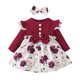 thumbnail image 1 of Odeerbi Niñas Manga Larga Rib Knit Floral Vestido Primavera Otoño Bow Princess Vestidos Ruffled Cuello Redondo A-Line Vestido, 1 of 9