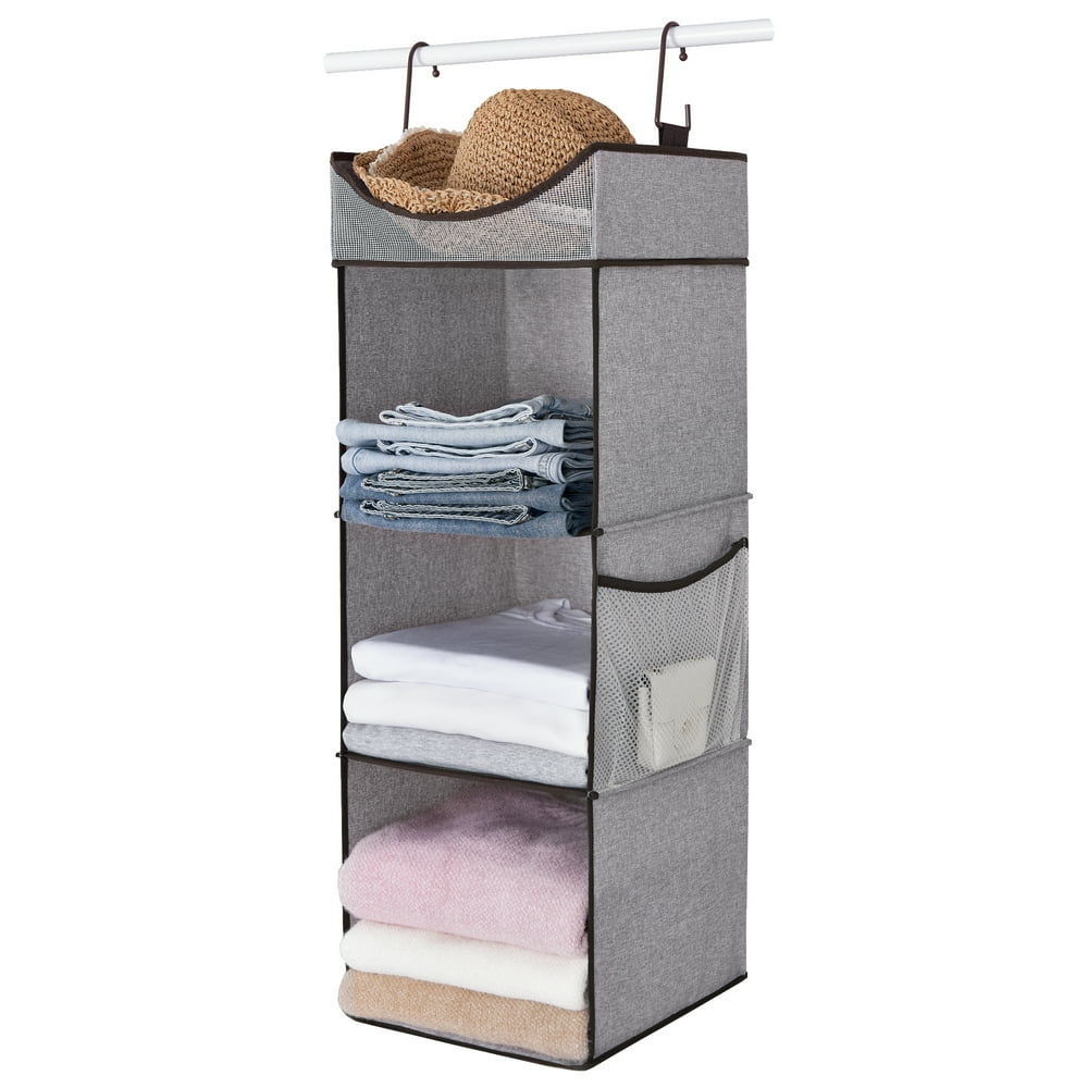 3 Shelves Hanging Closet Organizer with Thickened Board, Gray, Extra