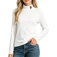 thumbnail image 2 of DJDLJWCJ Big Girls Turtleneck Sweatshirt Solid Color Long Sleeve Pullover Stretch Soft Tops White Size 3-4Years, 2 of 7