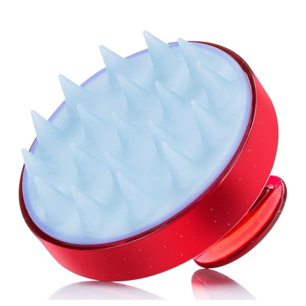 Cepillos para masaje del cuero cabelludo Cepillo de baño con peine antipérdida de dientes de silicona (rojo)