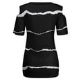 thumbnail image 3 of Birdeem Mode Femme Col Rond Imprimé Manches Courtes T-Shirt Blouse Hauts Chandail en Molleton, 3 of 5