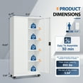 thumbnail image 2 of Fesbos Metal Storage Cabinet, 73" H Tall Steel Tool Cabinets with Wheels Lockable Doors and Adjustable Shelve, White Garage Cabinet for Home,Kitchen, School, Office, 2 of 11