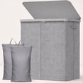 thumbnail image 3 of Norcho 85L Large Laundry Hamper with Lid, Foldable Tall Clothes Basket with Handles and Removable Bag for Bedroom, Bathroom, Dorm, Light Gray, 3 of 9