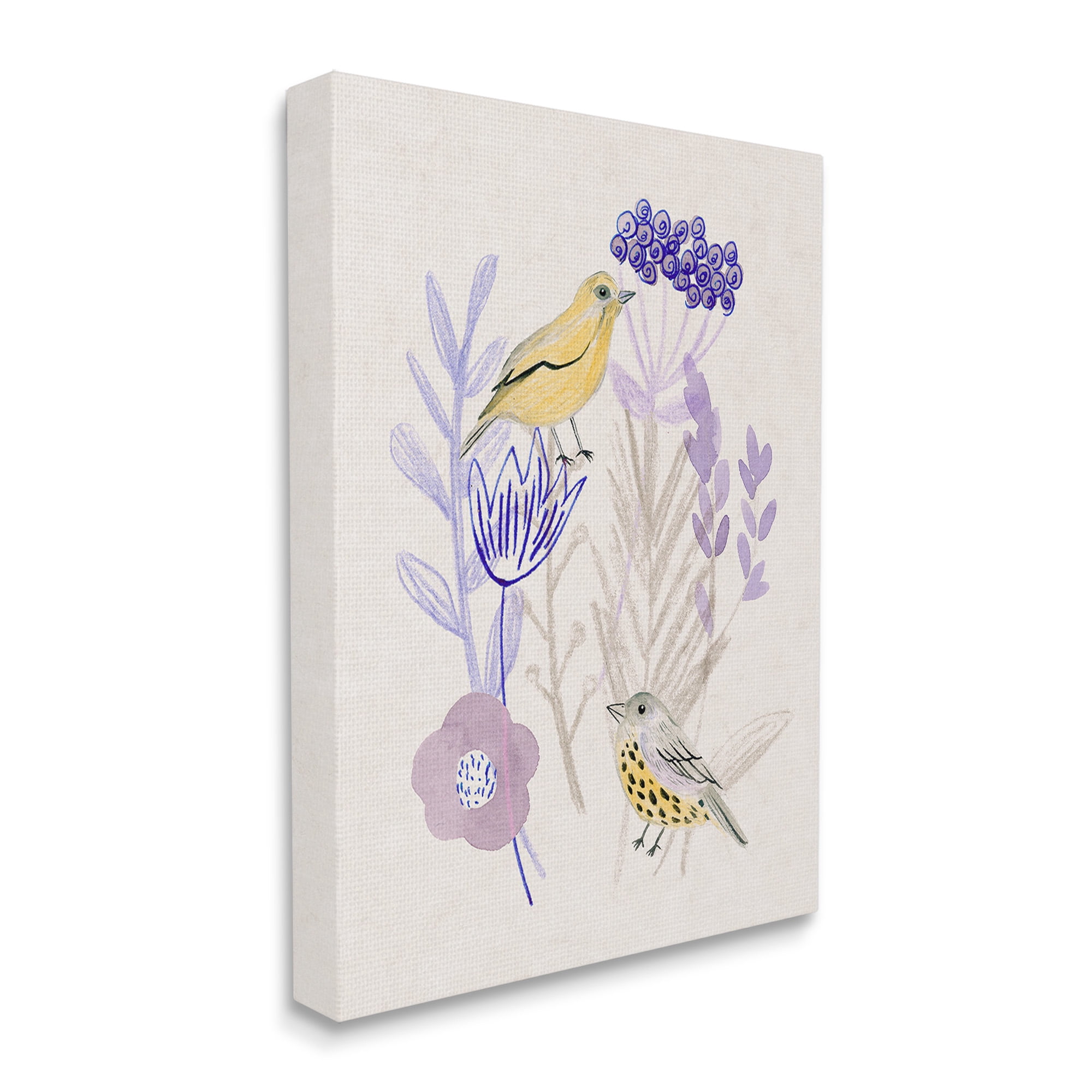 Stupell Industries Birds with Plant Sprigs Animals & Insects Painting Gallery Wrapped Canvas Art Print Wall Art, 16 x 20