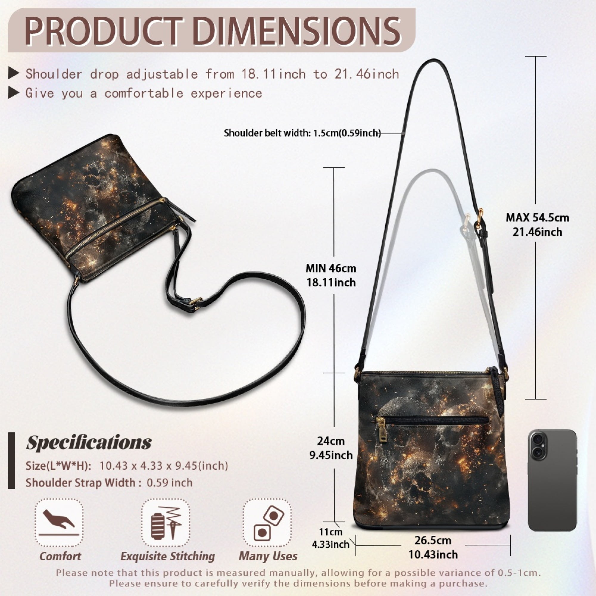 Kuiaobaty Fire Skull Print Crossbody Bag for Women, Casual Vegan Leather Satchel Purse with Adjustable Strap, Multi Pockets Shoulder Handbag Crossbody, Zipper Travel Sling Purse