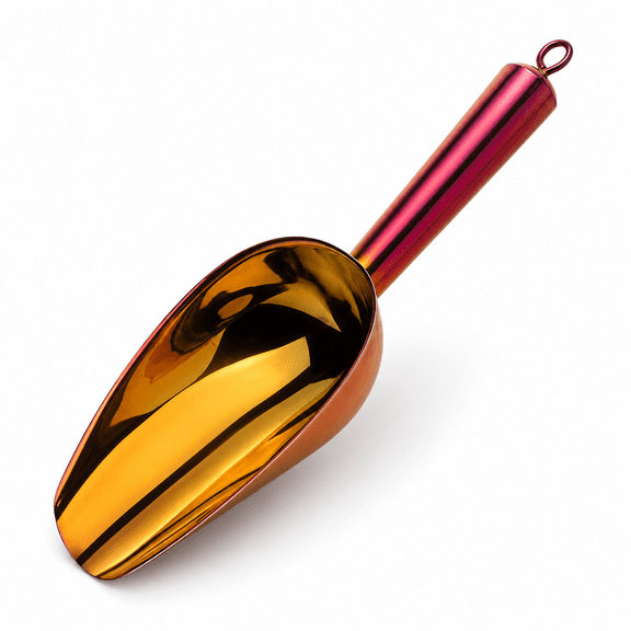 ABCISI Stainless Steel Ice Scoop, Thickened Metal Food Scoop for Candy, Flour, Nut, Popcorn, Multipurpose Food Shovel with Mirror Finish for Kitchen Bar Party Wedding - Rainbowred