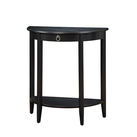 Bowery Hill Contemporary Wood Hald Moon Shaped Console Table in Black