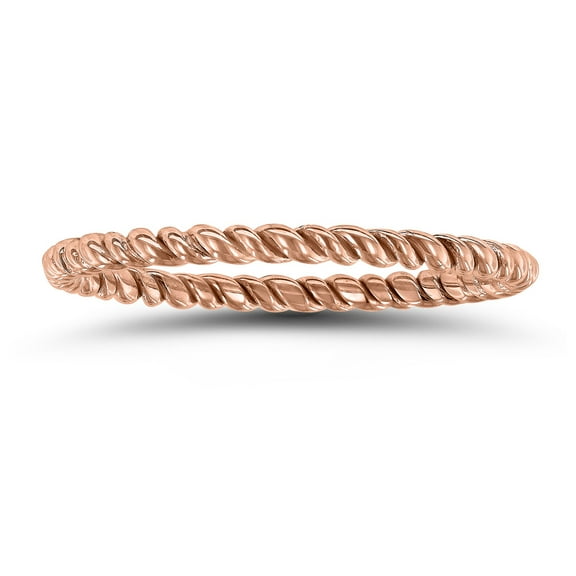 SZUL Women's 1.5MM Rope Twist Wedding Band in 14K Rose Gold