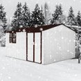 thumbnail image 6 of 10x12 FT Outdoor Storage Shed, Metal Garden Tool Shed with Vents, Window and Bulit-in Hooks, Waterproof  Organization for Home/Backyard/Garden Tools/Lawn Storage, White, 6 of 7