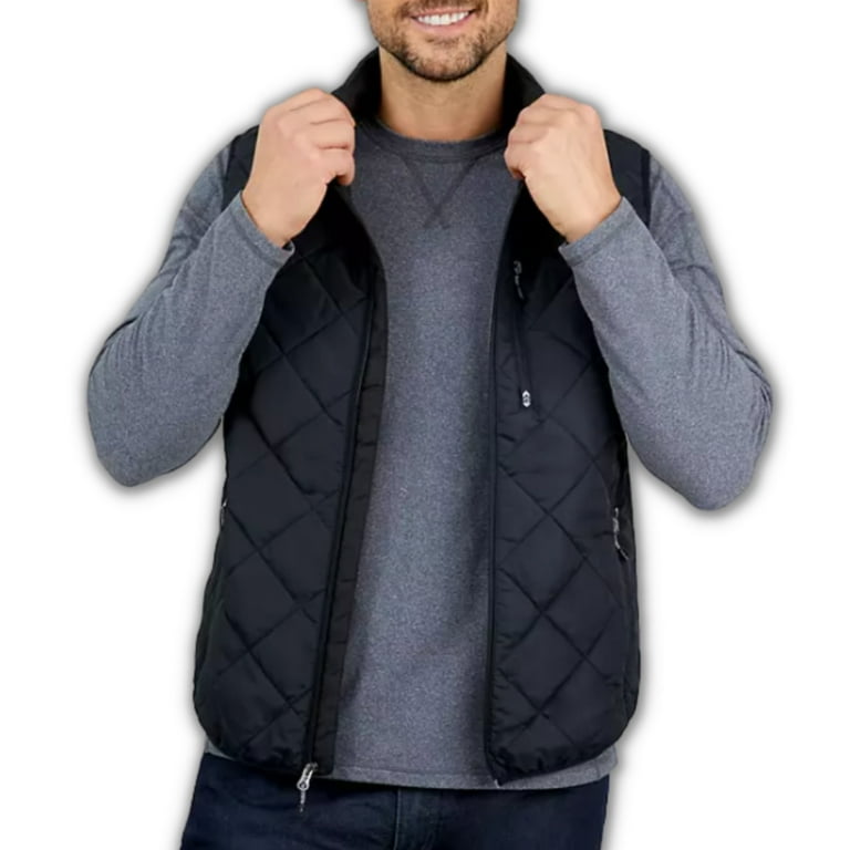 Free Country Men s Quilted Lightweight Vest Stand Collar Zipper Pockets Size Medium