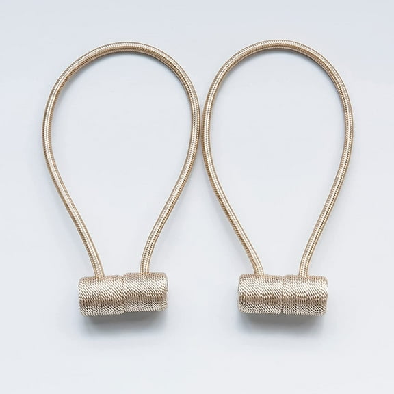 Curtain Tie Backs Strong Magnetic,Metal Curtain Tiebacks Hooks,Tie Clips Curtain Holdbacks Rings for Home Office Window Curtain Straps 1 Pair (beige)