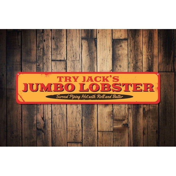 Jumbo Lobster Sign Seafood Restaurant Sign Custom Beach House Sign Metal Beach House Decor Big Lobsters - Size: 16 x 4 Inches
