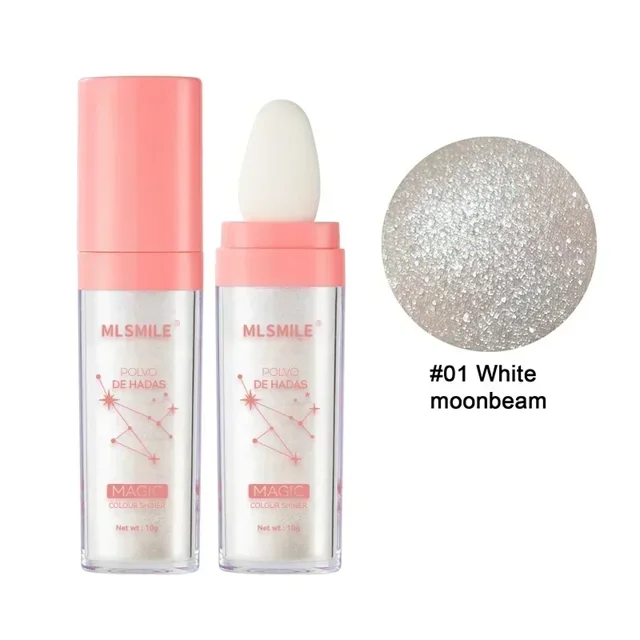 Resaltador en polvo de hadas brillante, resaltador suelto blanco, varita de brillo para cara y cuerpo, iluminador bronceador de maquillaje, polvo de hada