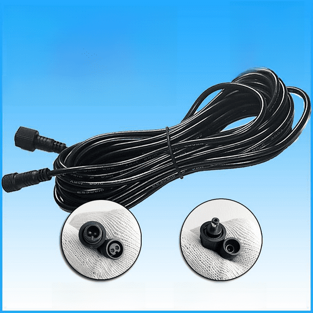 Cable de extensión para lámpara solar, farola, farola con cable de extensión de 10 m y 20 m, enchufe de doble clavija, cabezal de CC macho y hembra, resistente al agua