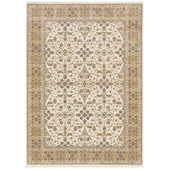 Moretti Movement Area Rug 001J1 Traditional Ivory Petals Bulbs 2' x 3' Rectangle