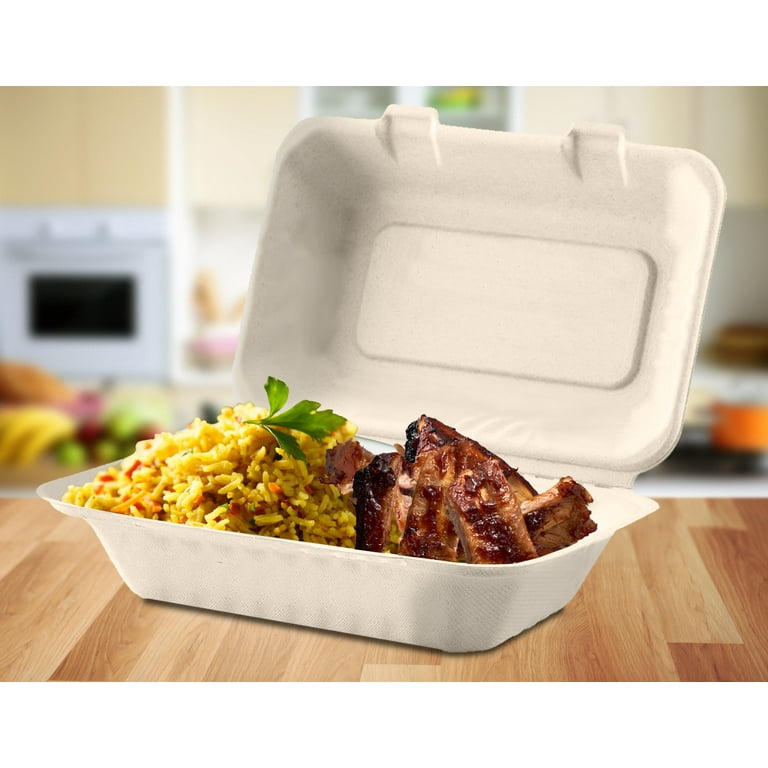 Raj Eco to Go Containers Compostable Clamshell Disposable, 8x8 50
