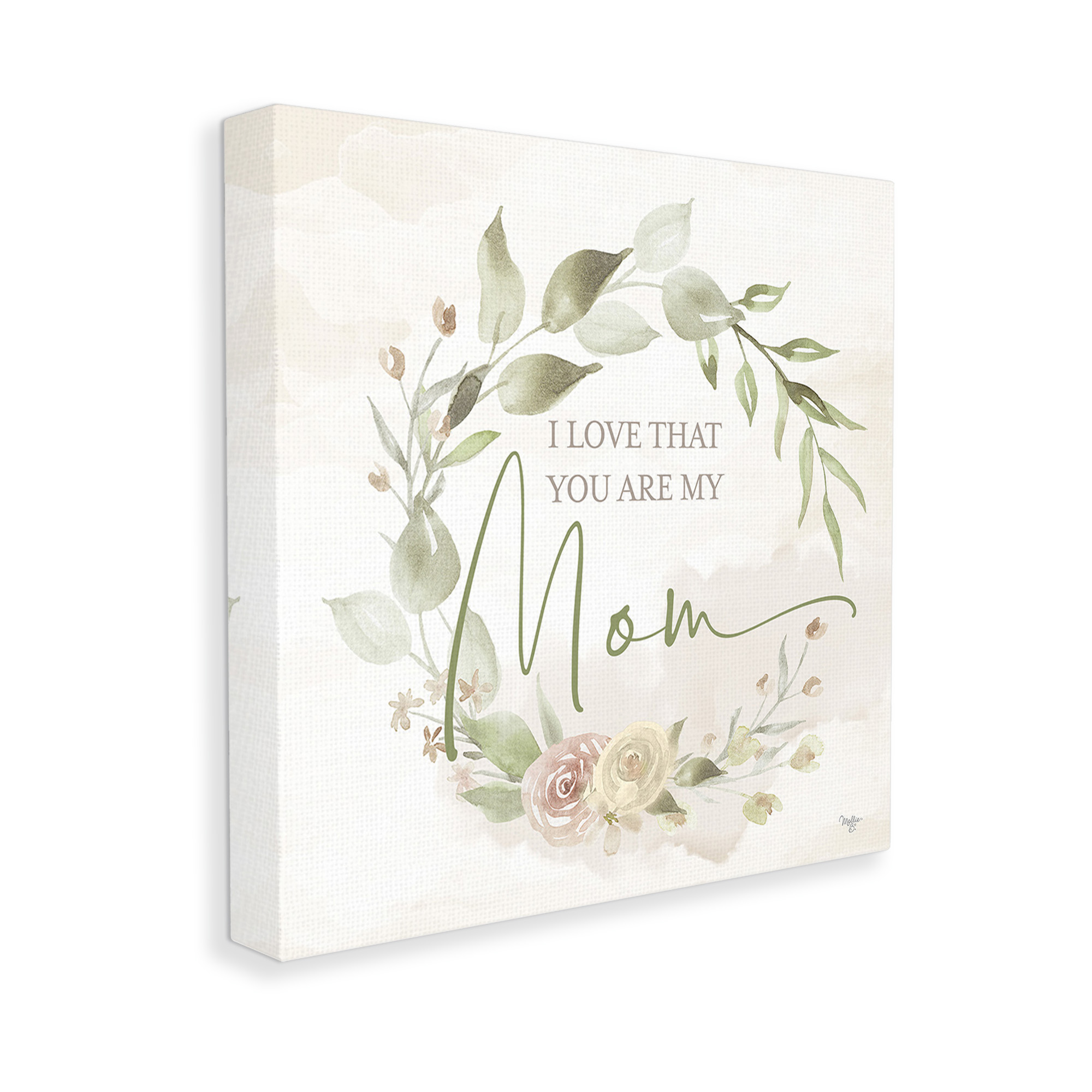 Stupell Industries Mother's Day Rose Wreath Botanical & Floral Painting Gallery Wrapped Canvas Art Print Wall Art, 36 x 36