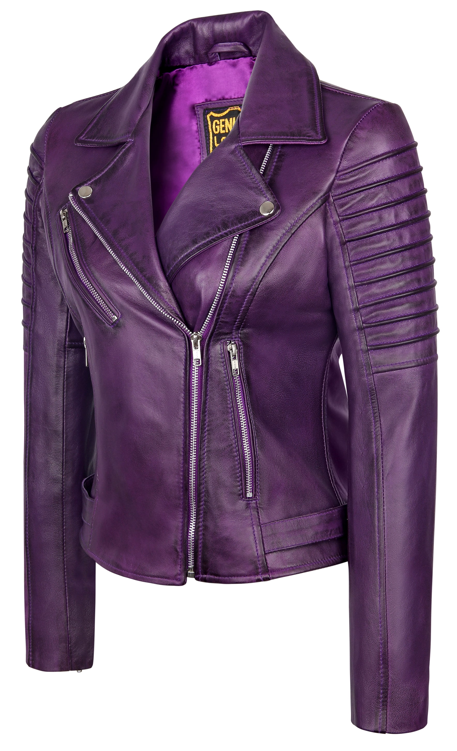 Winner leather look bomber jacket purple