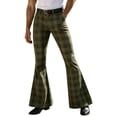 thumbnail image 2 of CONZONE Mens Casual Flared Pants Straight Leg Vintage Pants for Men Trendy Slim Fit Plaid Bell Bottom With Pockets, 2 of 5