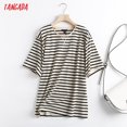thumbnail image 2 of Tangada 2022, camiseta de algodón a rayas de alta calidad para mujer, camisetas de manga corta con cuello redondo, camiseta informal para mujer, ropa de calle Top 6D94 Tan Jianjun unisex, 2 of 2
