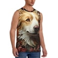 thumbnail image 2 of Kdxio Vintage Colorful Flower Puppy for Men's Muscle T-shirt,Sleeveless for Workout Running Athletic Gym Lounge Casual, 2 of 5