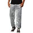 thumbnail image 5 of INSPIRE CHIC Sequin Pants for Men's Sparkly Disco Costume Elastic Waist Shiny Metallic Joggers 34 Silver, 5 of 6