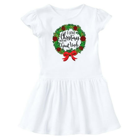 

Inktastic I Love Christmas with My Great Uncle Wreath Gift Baby Girl Dress
