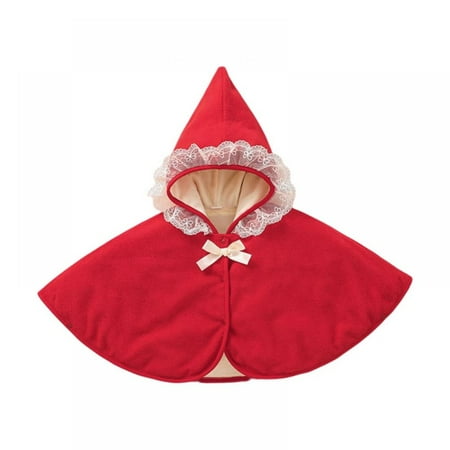 

Infant Baby Girls Poncho Cape Lace Ruffled Hooded Cloak Newborn Cute Bowknot Jacket Coat Toddler Christmas Outfits Outwear 3-24M