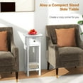 thumbnail image 3 of Resenkos 2-Tier Slim Nightstand Bedside Table, Built-in Drawer & Shelf Space-Saving for Bedroom - White, 3 of 9