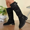 thumbnail image 5 of Women's Slouch Round Toe Low Heel Boots Knee High Boots(Color:Black,Size:6), 5 of 8