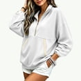 thumbnail image 6 of Zynoxe Women's Pullover Sweatshirt Classic Stand Collar Half Zip Sweatshirt for Women Relaxed Drop Shoulder Long Sleeve Sweatshirt Fashion Color Block Top with Pockets & Elastic Ribbed Cuffs 2XL, 6 of 8