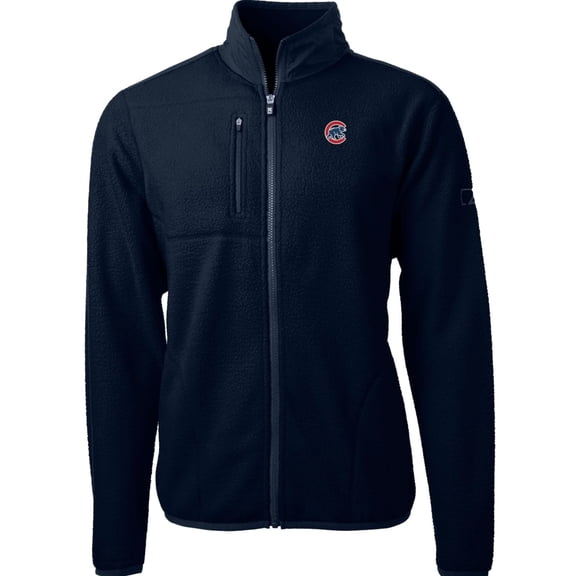 Men's Cutter & Buck Navy Chicago Cubs Cascade Eco Sherpa Fleece Full-Zip Jacket