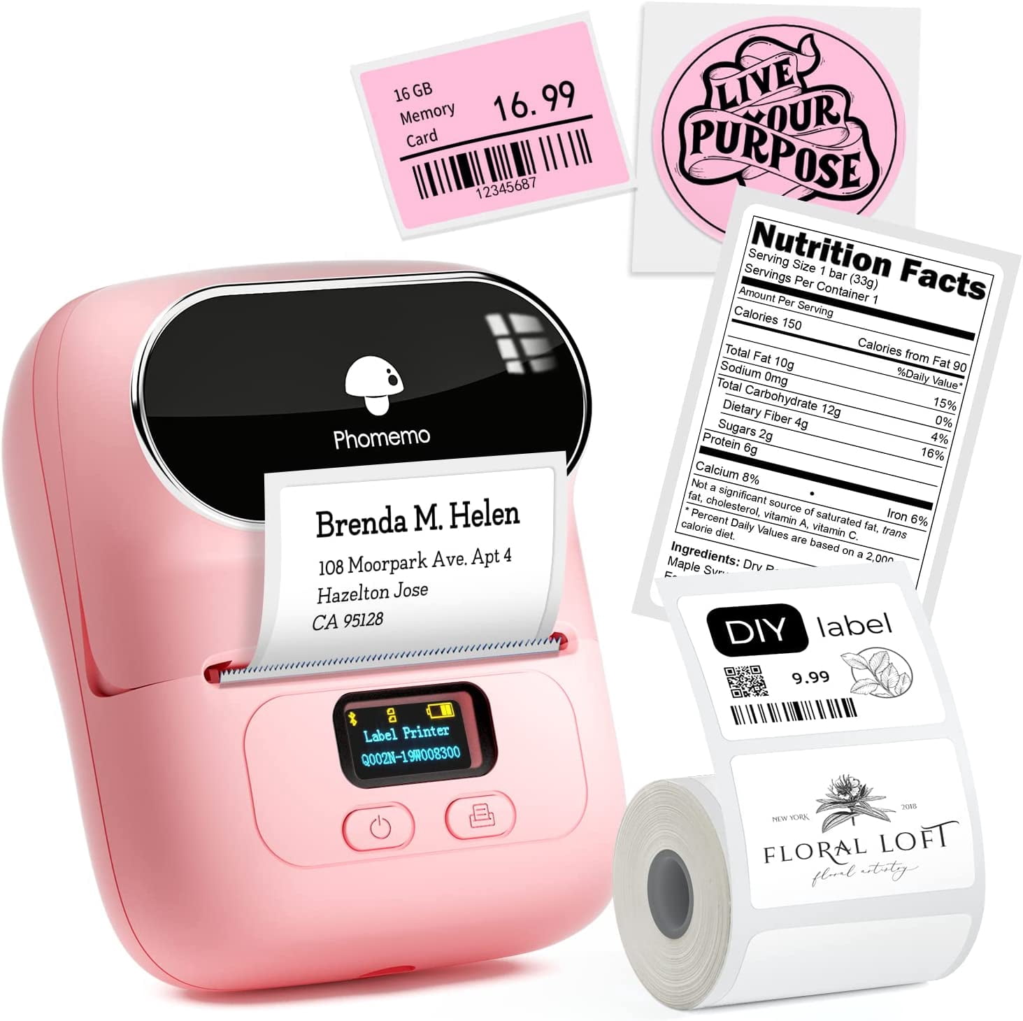 M110 Pink Mini Thermal Label Printer