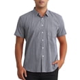 thumbnail image 1 of Camisas de vestir de cuadros INSPIRE CHIC para hombres, de algodón, de manga corta, con botones y bolsillo, camisa de gingham S negra, 1 of 6