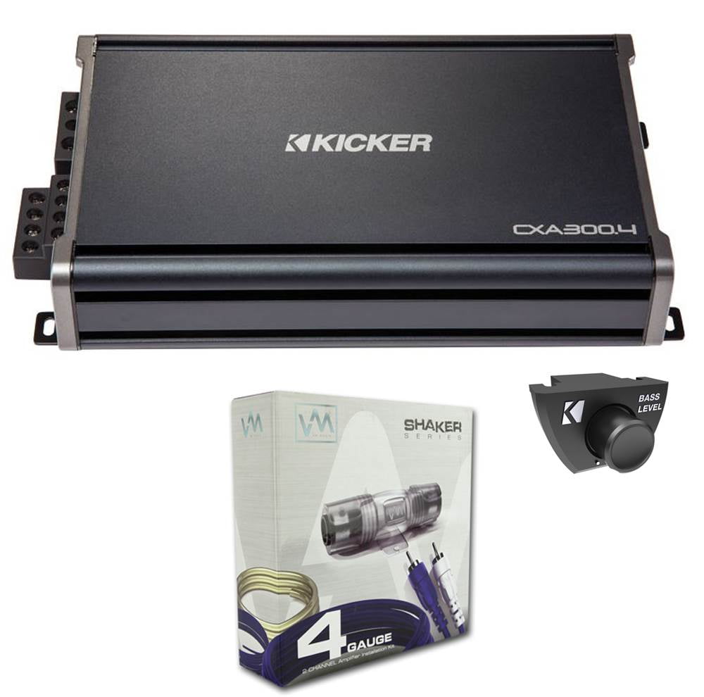 Kicker CXA300.4 300 Watt 4 Channel Car Stereo Amplifier +Amp Kit+Remote  43CXA300