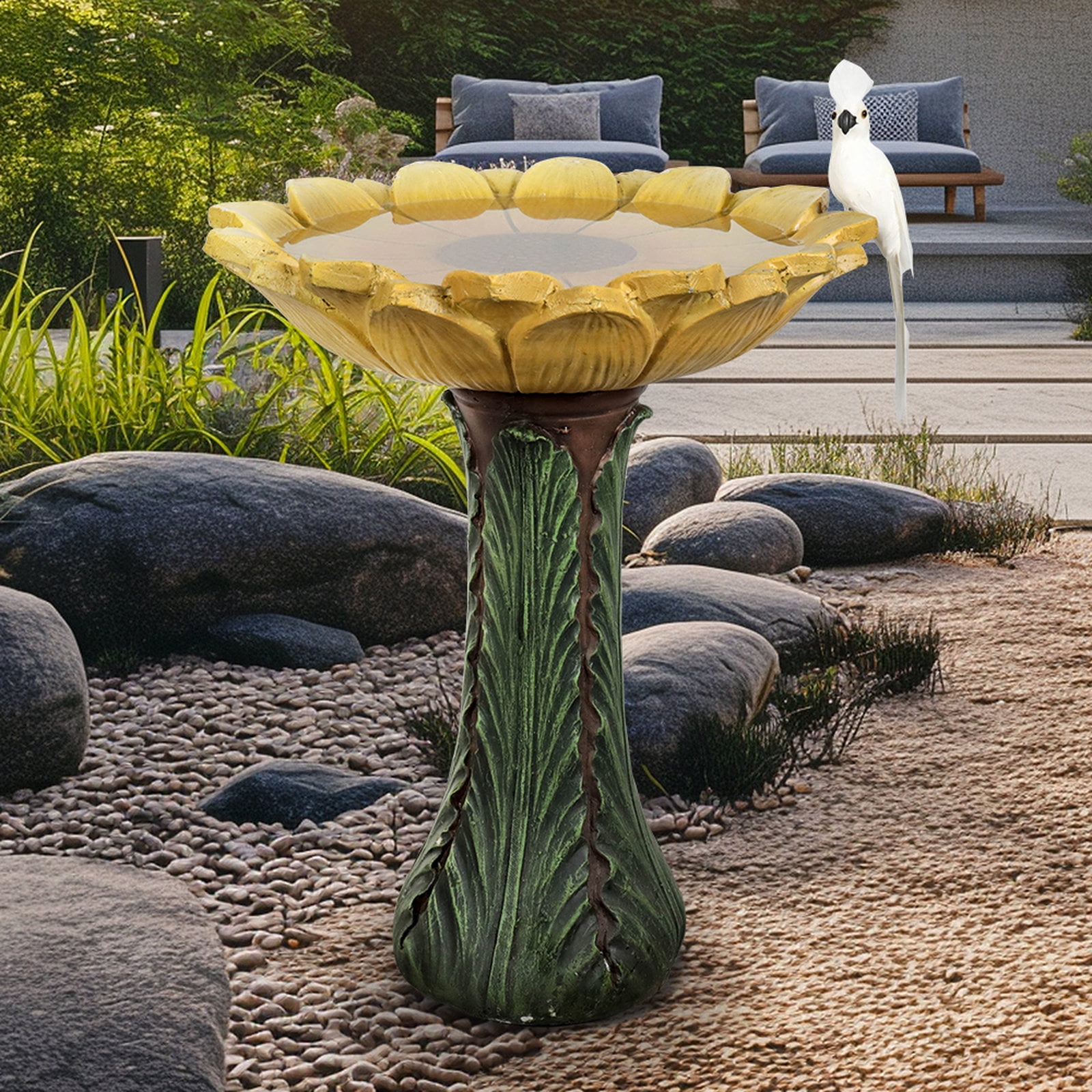 Hamiedun 47.2'' H Water Fountain Outdoor Modern Large Floor-Standing Fountain Indoor with LED Lights and Pump Waterfall Fountain for Garden, House, Office, Garden, Patio and Home Art Décor