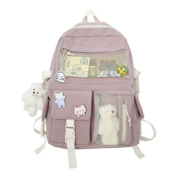 Kawaii Backpack with Pin and Accessories for School Bag Girl Backpack