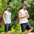thumbnail image 4 of COOFANDY Men' Casual Linen Shorts 8 Inch Inseam Elastic Waist Lightweight Summer Beach Shorts, 4 of 6