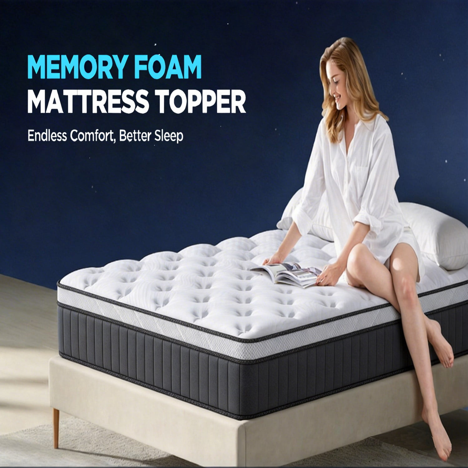 Oasskyo King Size 14" Pillow Top Hybrid Mattress, Pocket Spring & Memory Foam Mattress, Cool Sleep Motion Isolation Mattress for Pressure Relief, Mattress in a Box, CertiPUR-US Certified