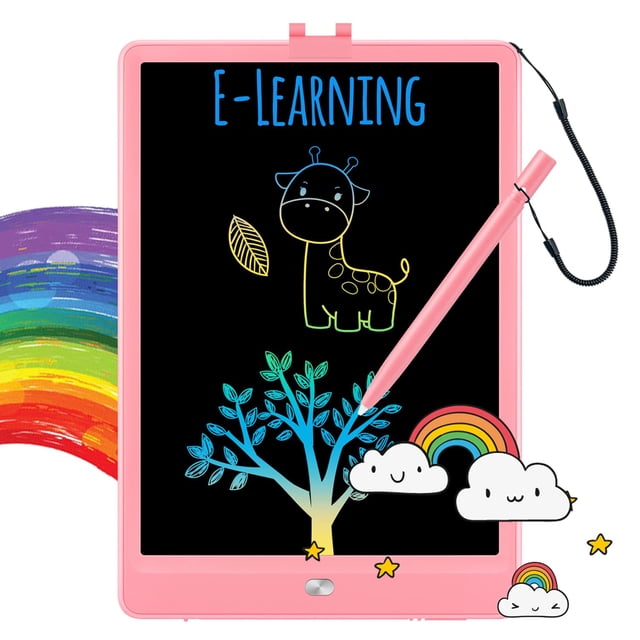 TEKFUN LCD Writing Tablet Doodle Board, 10inch colorido dibujo tableta bloc de escritura, niñas regalos juguetes para 3 4 5 6 7 años niñas niños (rosa)
