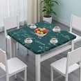 thumbnail image 3 of Math Equations Geometry Green Pattern Square Fitted Tablecloth with Elastic Edge,Square Table Cover,Washable Elastic Table Cover for Home Kitchen Party Decor 36"x36", 3 of 6