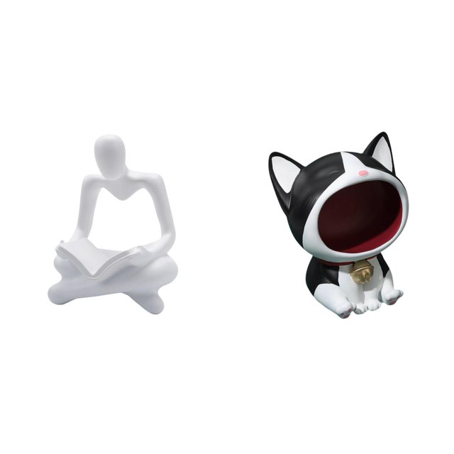 Figura de pensador abstracto, estatua de gato, cuenco para llaves, escultura de escritorio de resina, coleccionable humano, decoración para el hogar,
