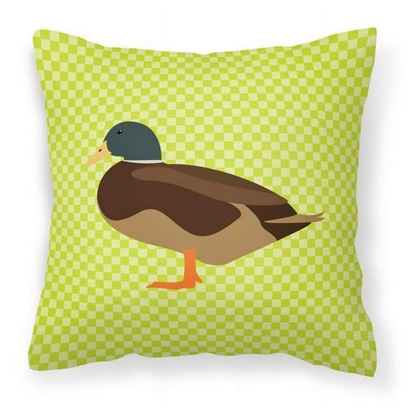 Carolines Treasures BB7693PW1414 Silver Bantam Duck Green Fabric Decorative Pillow, 14 x 14 in.