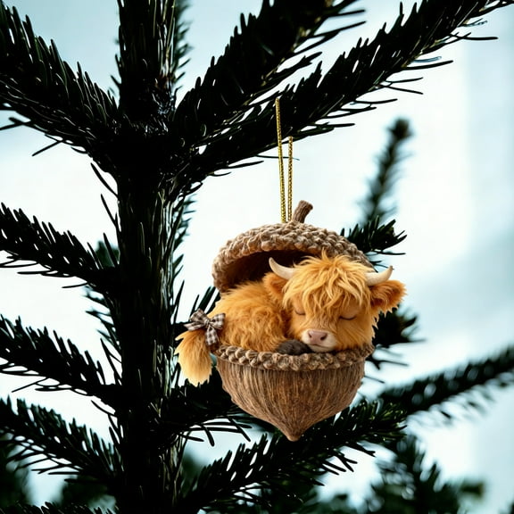 HOARBOEG 1Pcs Forest Animals Christmas Ornaments Set, 3.14in Acrylic Christmas Tree Decorations, Woodland Creature Holiday Pendant for Xmas Tree Wreath Gift