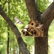Zynic Bird Feeders 6 Hole Handmade Bird House Outdoor Bird House Bird House 6 Hole Hummingbird House Hanging Large Bird House Nest Box Bird House Home & Garden