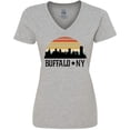 thumbnail image 3 of Inktastic Buffalo New York Skyline Retro Women's V-Neck T-Shirt, 3 of 5