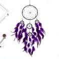 thumbnail image 5 of Colgante de plumas de atrapasueños, colgante de carillón de viento de cinco anillos, decoración del hogar, colgante creativo (azul), 5 of 5
