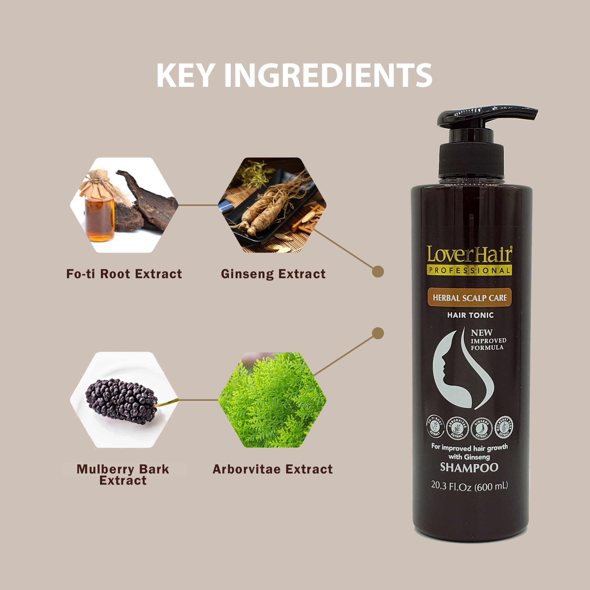 (2 pack) LoverHair Professional HERBAL Scalp Care 20.3 oz (600ml) - Shampoo
