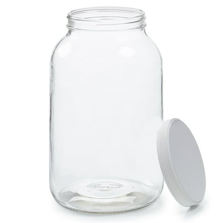 Empty 1 Gallon Glass Jar w/ Airtight Leak proof Plastic Lid - Wide Mouth Easy to Clean - BPA Free & Dishwasher Safe - USDA Certified - Kombucha Tea, Kefir, Canning, Sun Tea, Fermentation, Food